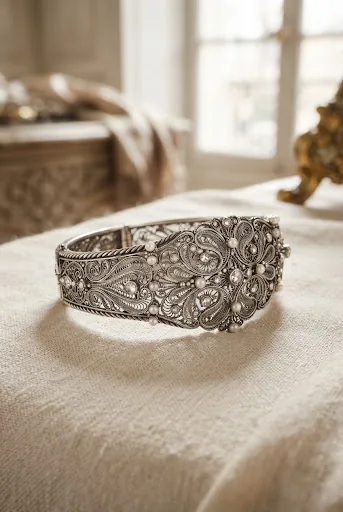Handcrafted silver bracelet